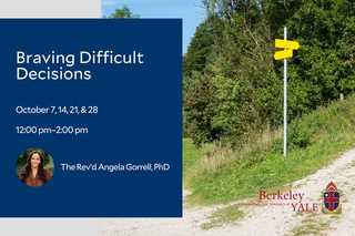 Braving Difficult Decisions graphic with a road