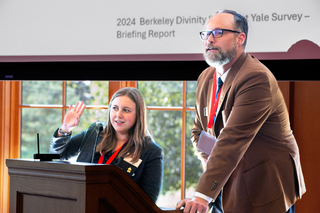 Hannah and Jonathan presenting survey data