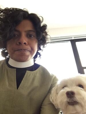 The Rev'd Winnie Varghese and Winnie the dog